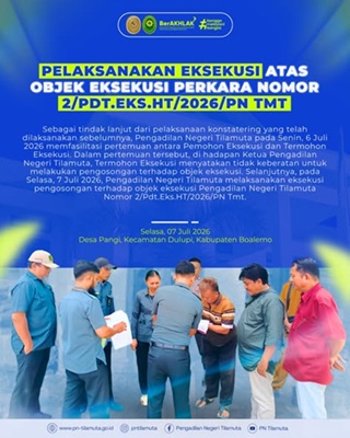 Pelaksanaan Eksekusi atas Objek Eksekusi Nomor 2/Pdt.Eks.Ht/2026/PN Tmt