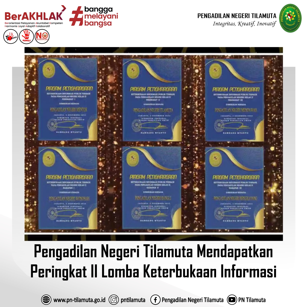 PN Tilamuta mendapatkan Peringkat II Lomba Keterbukaan Informasi