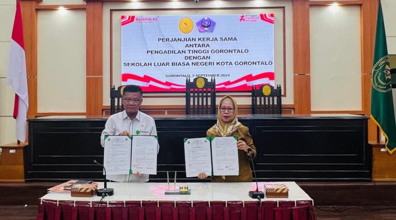 Perjanjian Kerja Sama Antara Pengadilan Tinggi Gorontalo dengan Sekolah Luar Biasa Negeri (SLBN) Kota Gorontalo
