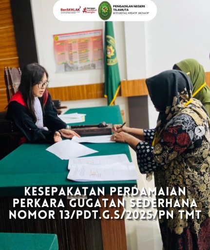 KESEPAKATAN PERDAMAIAN PERKARA PERDATA DI PN TILAMUTA