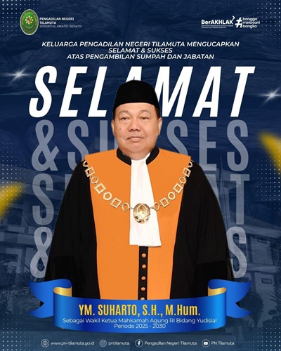 Selamat dan sukses atas pengambilan sumpah jabatan YM. Suharto, S.H., M.Hum