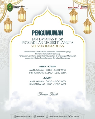 Jam Kerja Pengadilan Negeri Tilamuta