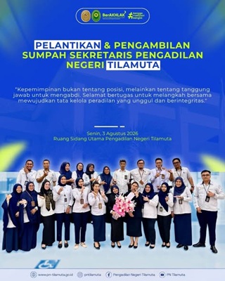 Pelantikan dan Pengambilan Sumpah Sekretaris PN Tilamuta