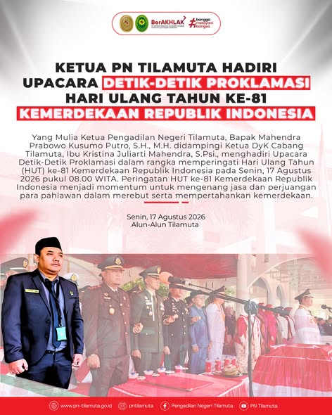 Ketua PN Tilamuta Hadiri Upacara HUT RI Ke-81