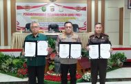 Penandatanganan Perjanjian Kerja Sama (PKS) antara Polda Gorontalo, Pengadilan Tinggi Gorontalo, dan Kejaksaan Tinggi Gorontalo tentang Penegakan Hukum Di Bidang Lalu Lintas Secara Electronic (ETLE)