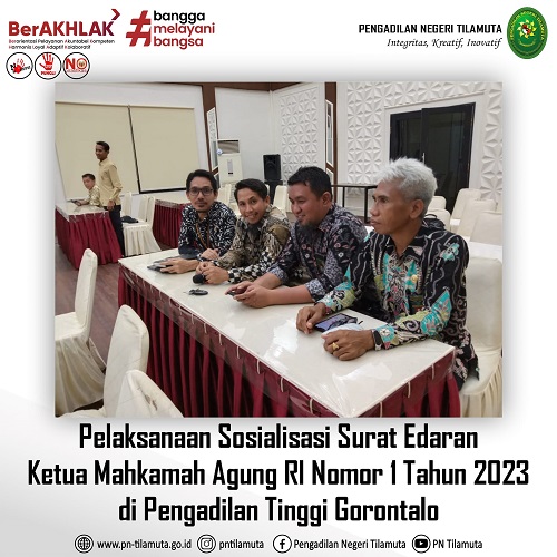 Pelaksanaan Sosialisasi Surat Edaran Ketua Mahkamah Agung RI Nomor 1 Tahun 2023 di Pengadilan Tinggi Gorontalo