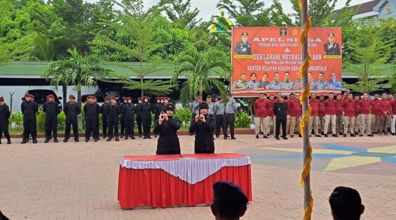 Menjaga Netralitas ASN, Pengadilan Tinggi Gorontalo hadiri Apel Deklarasi Netralitas di Kemenkumham Gorontalo