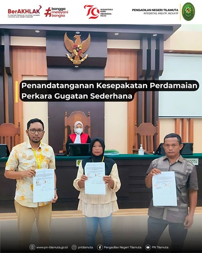 Penandatanganan Kesepakatan Perdamaian Perkara Gugatan Sederhana
