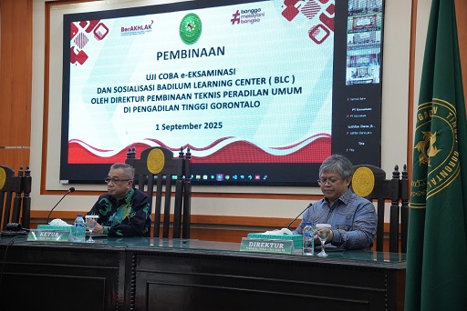 Badilum Sosialisasikan e-Eksaminasi dan BLC di Pengadilan Tinggi Gorontalo