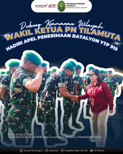 Dukung Keamanan Wilayah, Wakil Ketua PN Tilamuta Hadiri Apel Penerimaan Batalyon YTP 915