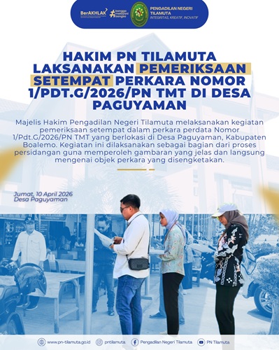 Hakim PN Tilamuta Laksanakan Pemeriksaan Setempat Perkara Nomor 1/Pdt.G/2026/PN Tmt di Desa Paguyaman