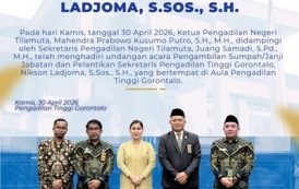 Ketua PN Tilamuta Hadiri Pelantikan Sekretaris PT Gorontalo Bapak Nikson Ladjoma, S.Sos., S.H.